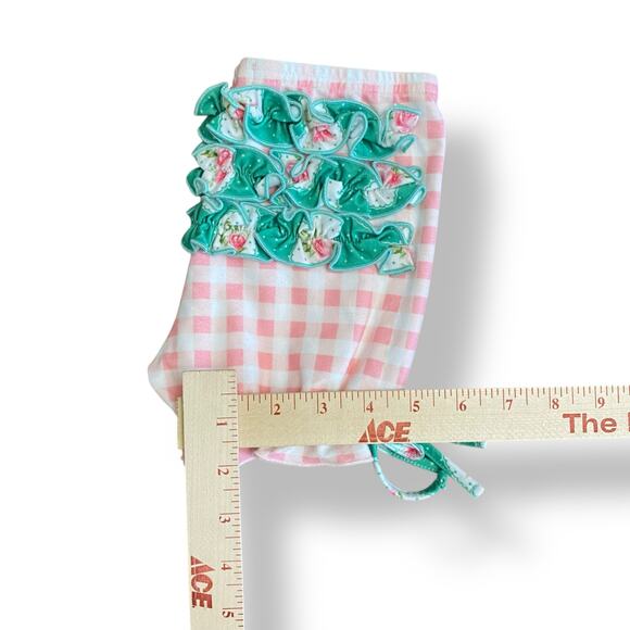 Sweet Honey Gingham Ruffle‎ Bloomer Shorts Toddlers Size 3T Pink Green Boho - Picture 5 of 9